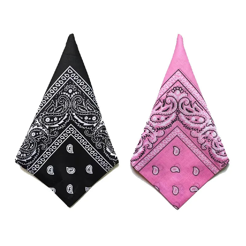 1/2PCS Fashion Hip Hop 100% Cotton Bandana Square Scarf 55cm*55cm Black Red Paisley Headband Printed For Women/Men/Boys/Girls