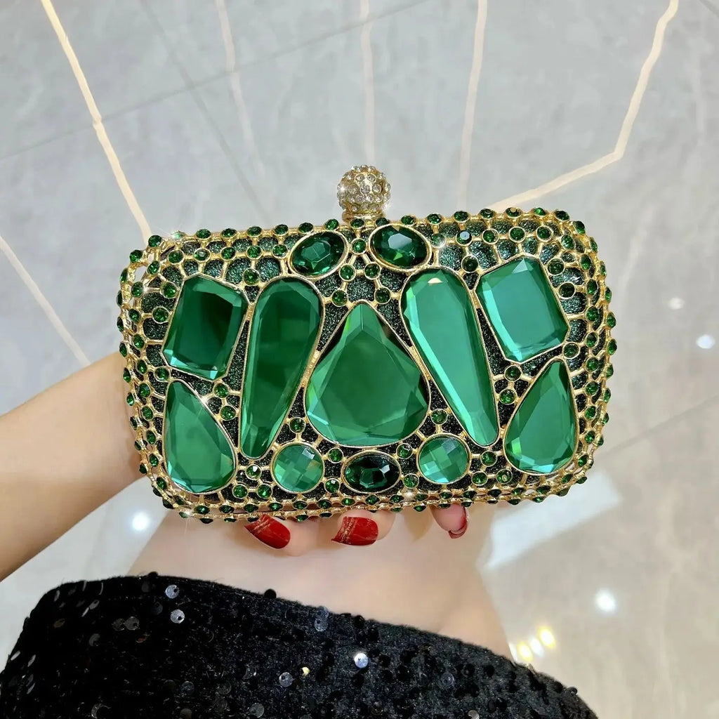 New Glass Diamond Clutch for Women, Exquisite French Rhinestone Evening Handbag, Luxury Lightweight Chain Bag for Formal Party