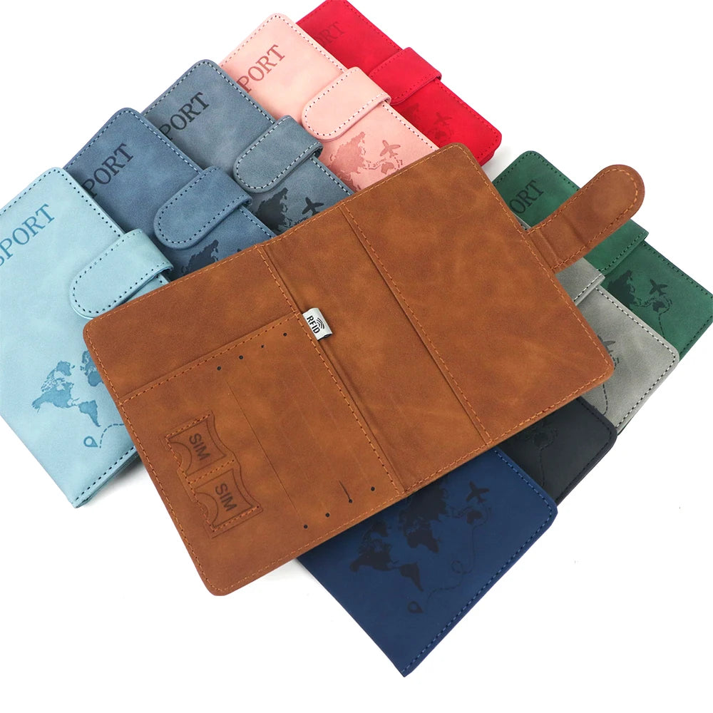 Customized Name Anti-Magnetic Passport Book Luggage Tag Set, PU Leather Passport Holder with Magnetic Fasteners, Passport Bag