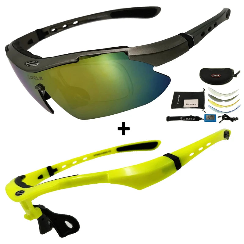 LOCLE Hiking Glasses UV400 Polarized Sunglasses Men Tactical Shooting Goggles Fishing Climbing Sport Glasses Cycling Goggles
