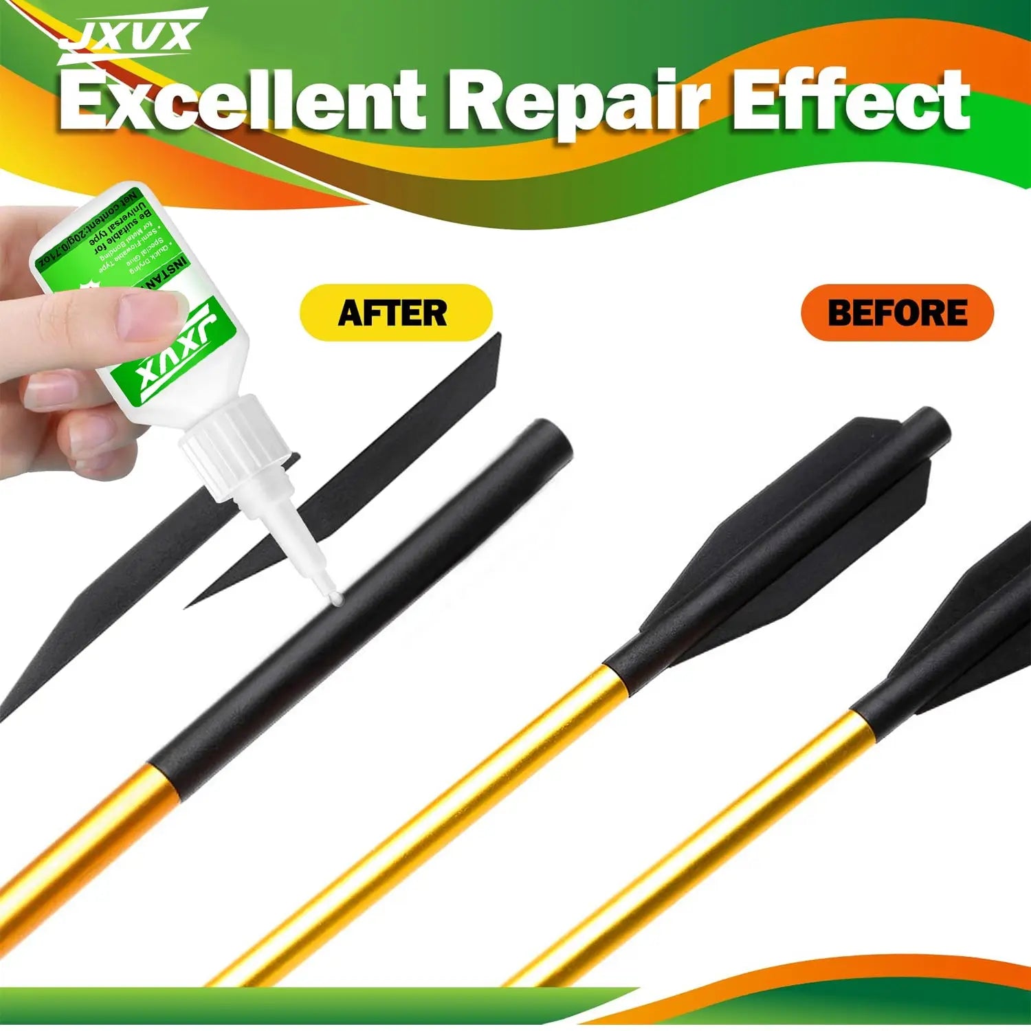JXVX 415 Super Glue Instant Quick-drying Cyanoacrylate Adhesive Professional adhesive for arrow shafts, plastics, and carbon fiber repair Strong Bond Liquid Glue Tool ,Includes a precision dispenser.