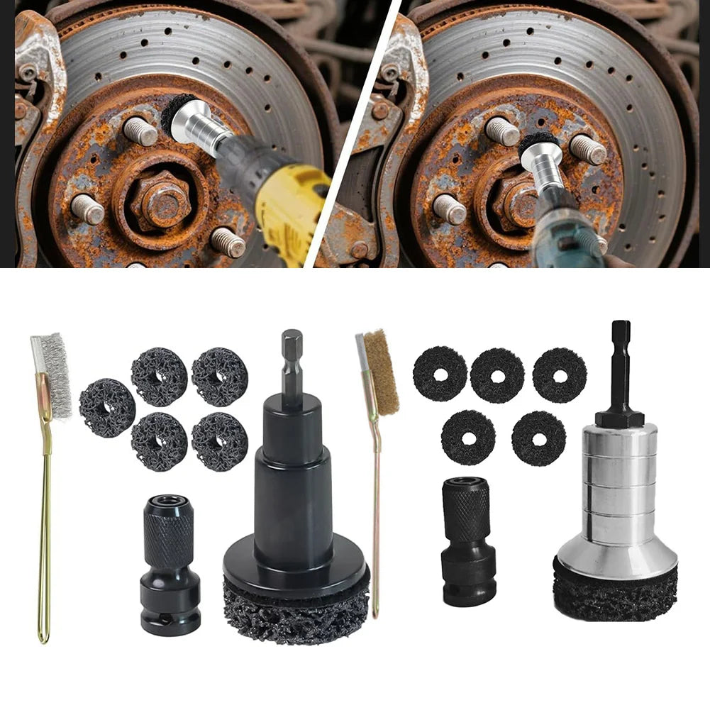 Wheel Hub & Stud Cleaning Tool KiT Rust Removal Disc Rapidly Cleans Rotors Cleaning Kit Inner Rim Cleaner Tool