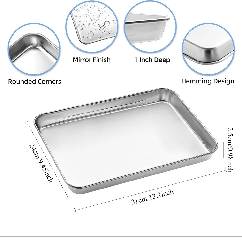 1 Pack Baking Net 304 Stainless Steel Rectangular Cooling Rack Grilling Tools BBQ Grill Accessories Oven Safe Small Grill