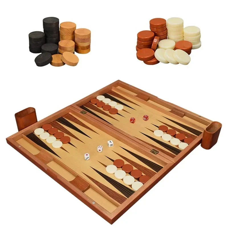 11-17 Inch Wooden Backgammon Luxury Chess Set Foldable Large Backgammon Board Handmade Professional Chess Family Table Game Gift