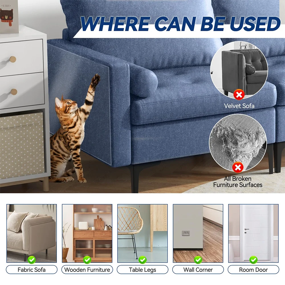 Cat Scratch Deterrent Tape Furniture Protectors From Cats Transparent Self-Adhesive Pet Training Tape for Sofa Furniture Sticker