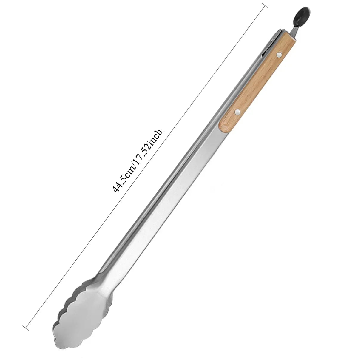 1Pcs Stainless Steel Food Tongs, Heavy Duty Kitchen Tongs with Wooden Handle for Cooking, Grilling and BBQ, 7-16 Inch Length
