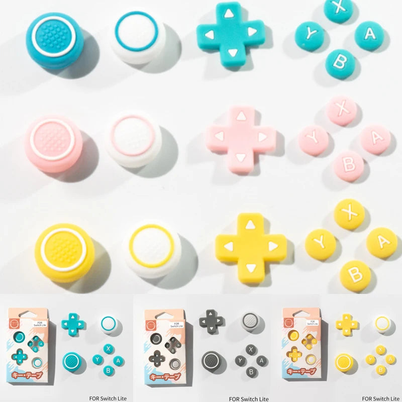 New Design Silicone Soft D-pad Cross Button ABXY Key Sticker Skin Case For Switch Lite NS lite Joy-con Thumb Stick Cap Cover