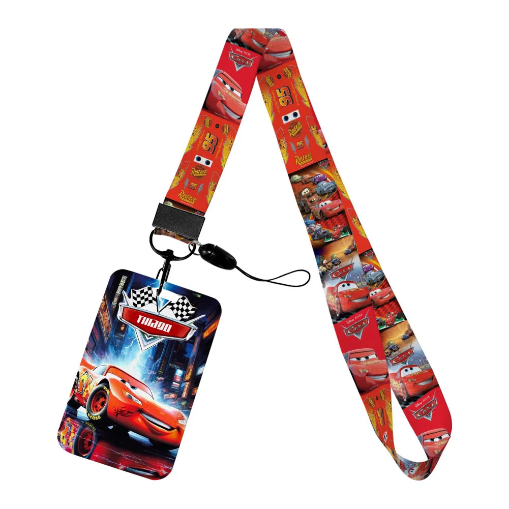 Cars Disney Movie Lightning McQueen New Arrvial Cute Cartoon Badge Holder ID Card Bus Card Holder Lanyard for Accessories Gifts