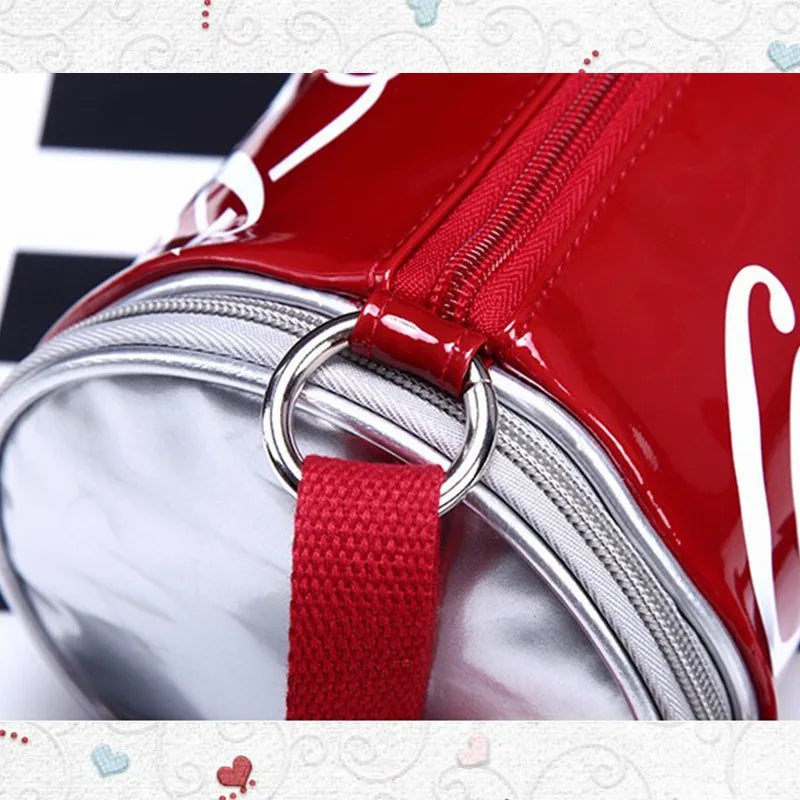 New Y2K Classic Print Barrel Crossbody Bag Women Fashion PVC Transparent Shoulder Bag Funny Soda Can Shape Purse Fast Shipment