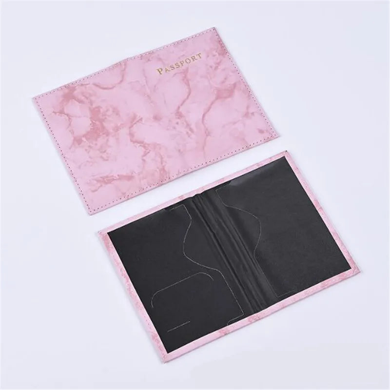 Fashion Women Men Passport Cover Pu Leather Marble Style Travel ID Credit Card Passport Holder Packet Wallet Purse Bags Pouch
