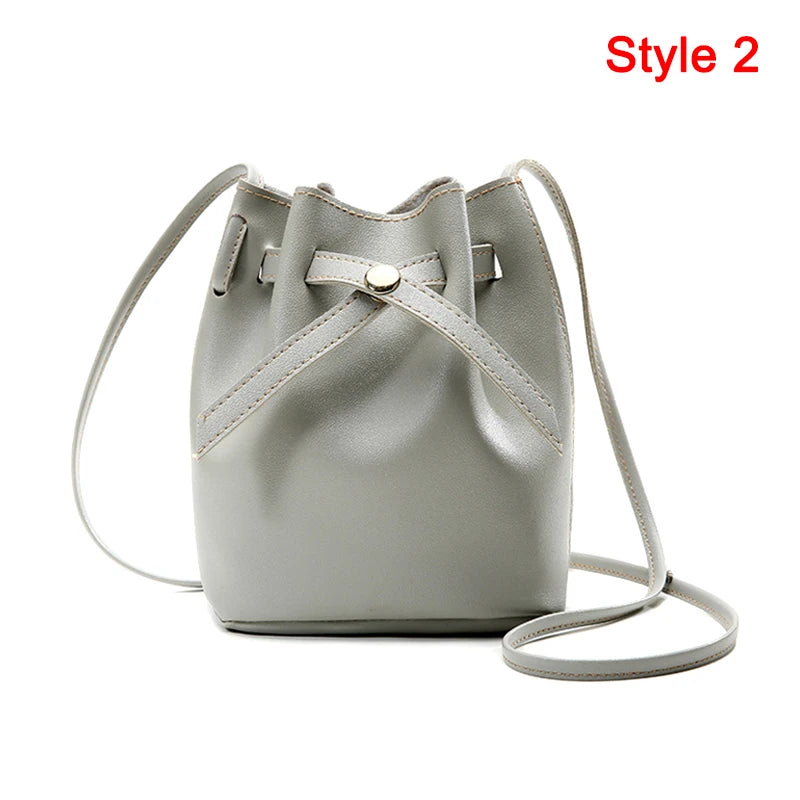 Hand Bag Ladies Women's Crossbody Bags Large Capacity PU Leather Bucket Bag Portable Cross Body Bucket Bag Single Shoulder Bag