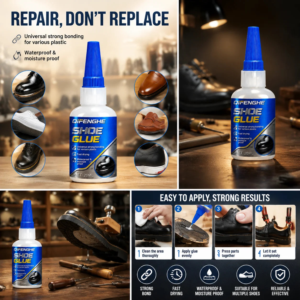Fast-Drying Shoe Repair Adhesive Durable Water Resistant Bond Loose Soles Suitable For Multiple Footwear Material Fixing Tasks