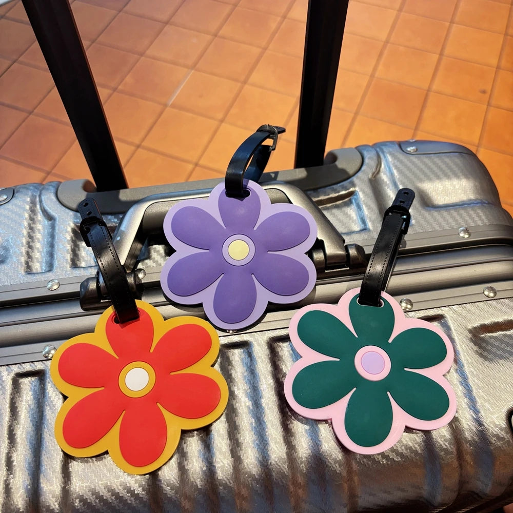1Pc Flower Luggage Tag Pendant Baggage Anti-Loss Name Tag Bag Accessory with Customizable Information for Luggage Accessories