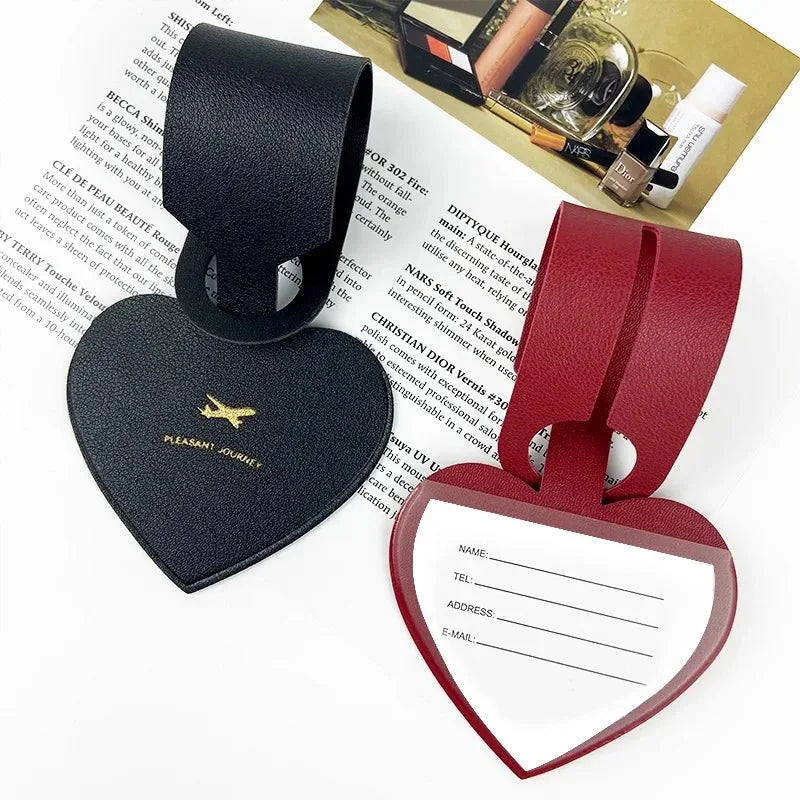PU Heart Travel Luggage Tags Leather Solid Luggage Tags Luggage Boarding Tags Travel Accessories Packing Bags