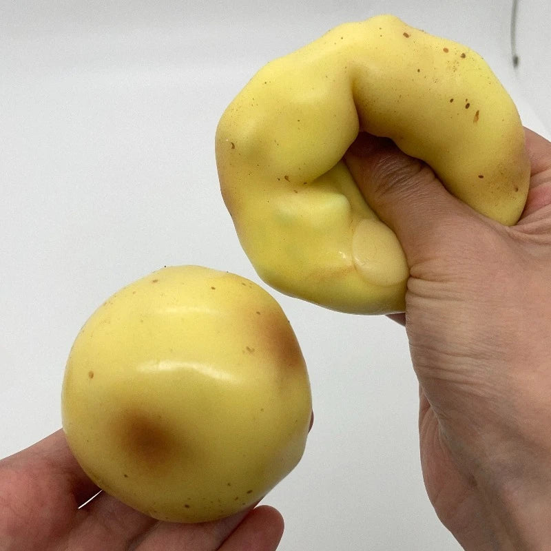 ASMR Crunchy Potato Squishy Stress Ball, Handmade Round Bead Filled Squeeze Fidget Toy, Anxiety Sensory Relief Toy for Adults