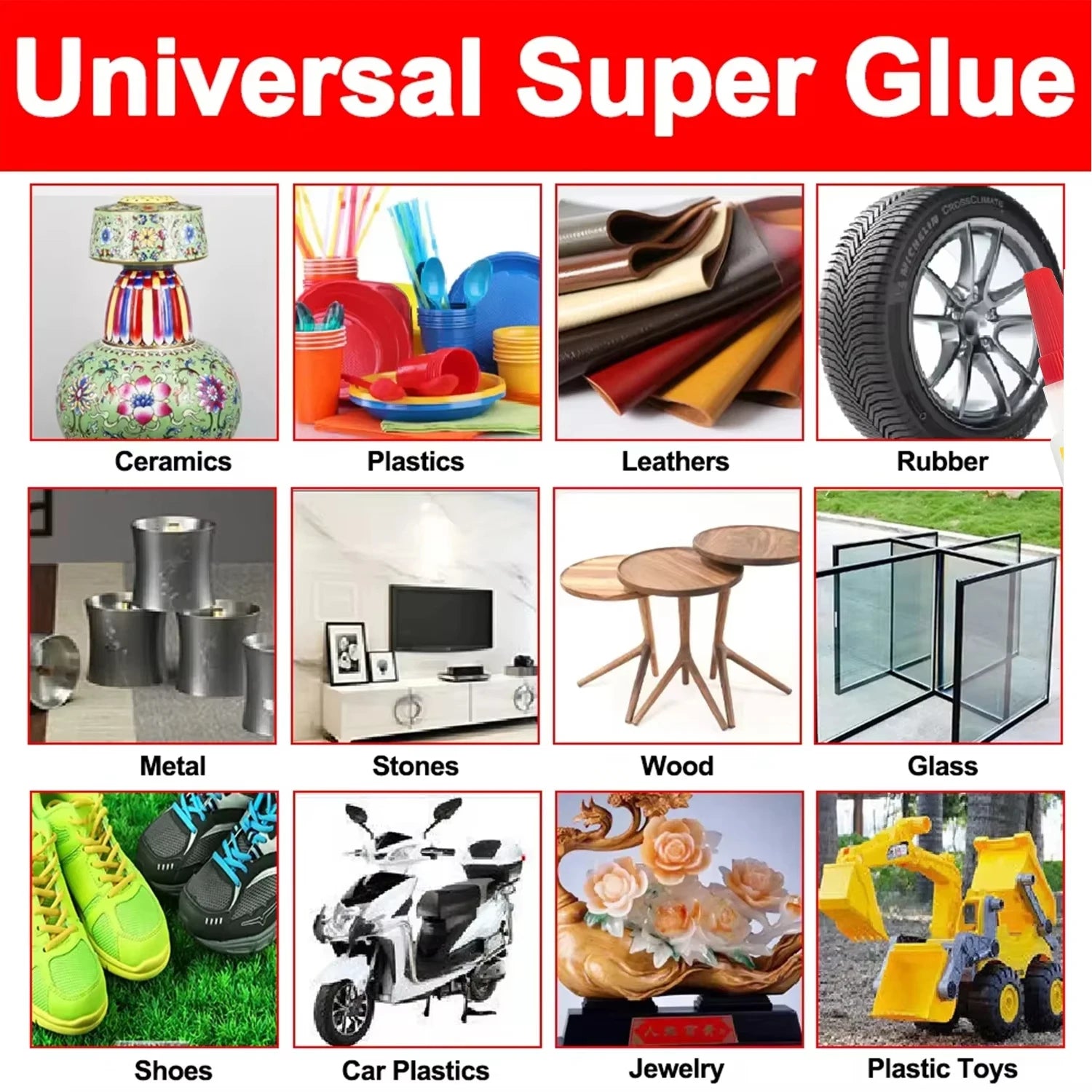 502 Super Glue Instant Cyanoacrylate Adhesive High Strength Fast Drying for Metal Wood Plastic Ceramic Glass DIY Bonding Tool