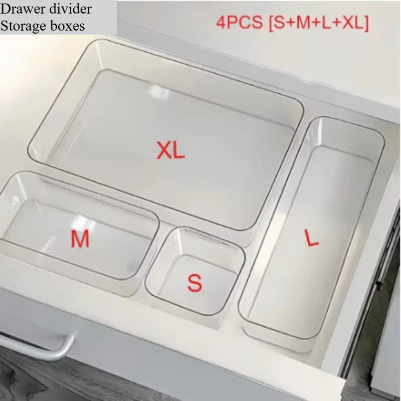 4/7pcs Drawer Compartment Storage Boxes Desk Cabinet Built-in Rectangular Box Stationery Pen Cosmetics Sundries Organizing Boxes