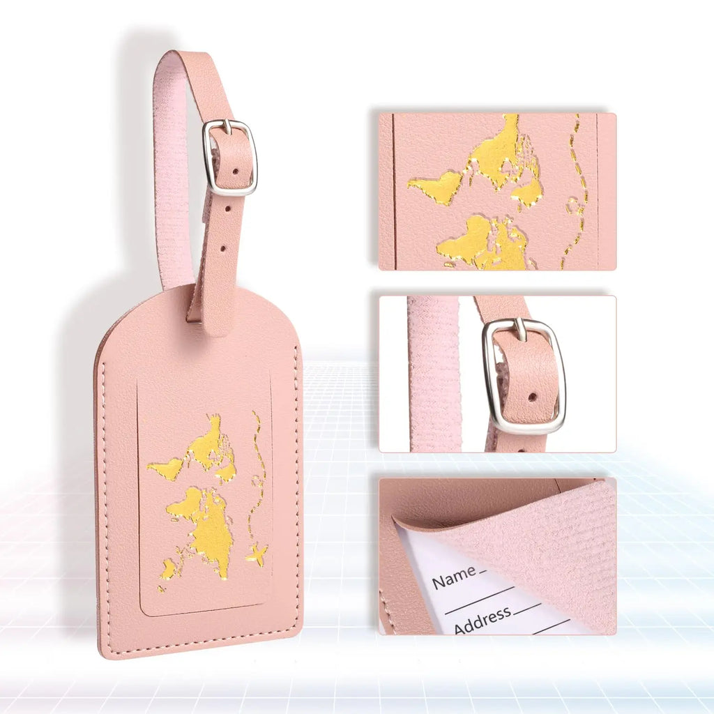 2pcs Leather Luggage Tag, Baggage Address Tags with Adjustable Strap Luggage Labels Privacy Protection Suitcase Tags