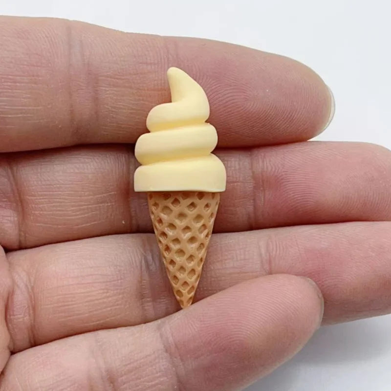 10pcs 3D ice cream cone simulation DIY miniature food  house decoration resin pendant handmade material