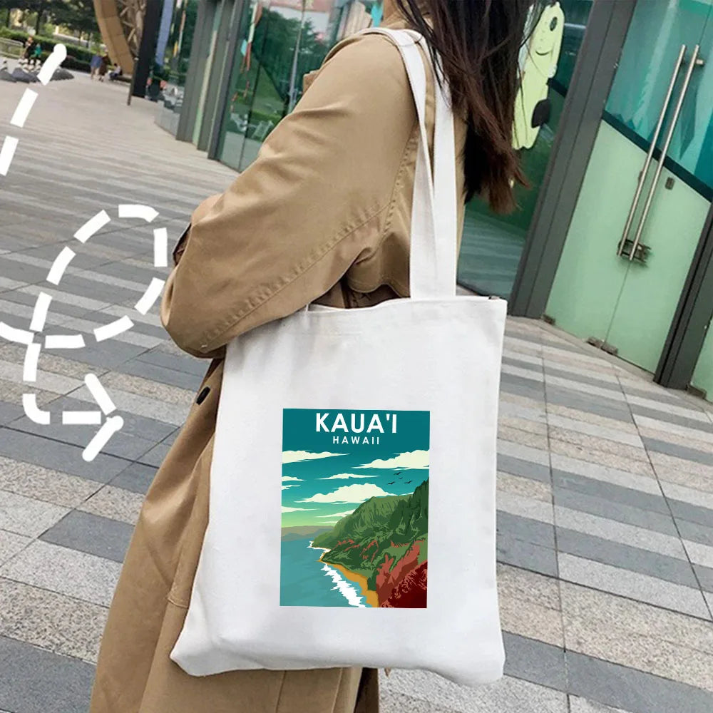 Kyiv Ukraine Milan Rio De Janeiro San Diego Santorini Greece Sydney Tokyo Women Canvas Shoulder Cotton Tote Bag Shopping Handbag
