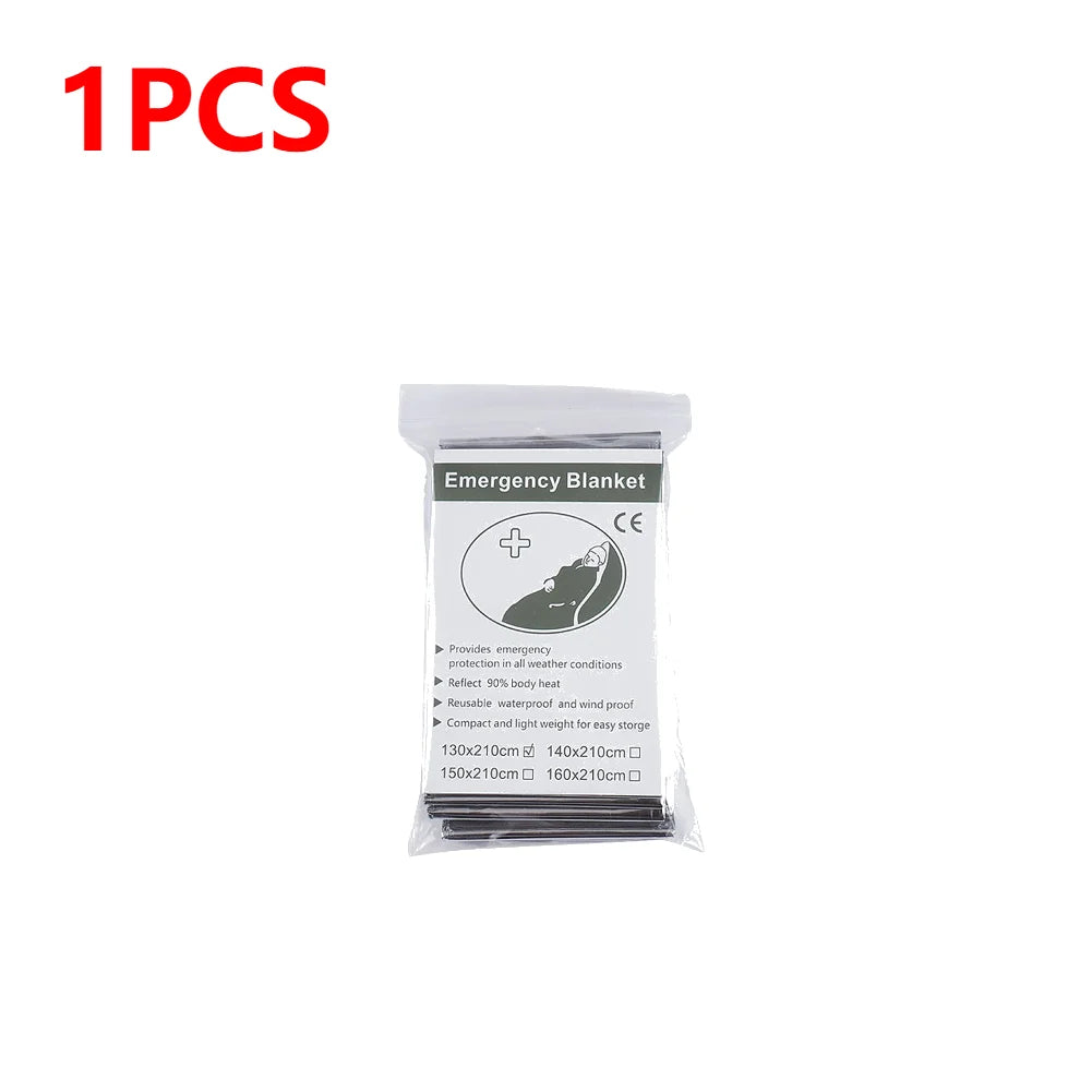 1-10PCS Emergency Thermal Blanket Outdoor Survival Blanket Folding Waterproof Windproof Rescue Blanket First Aid Camping Mat Pad