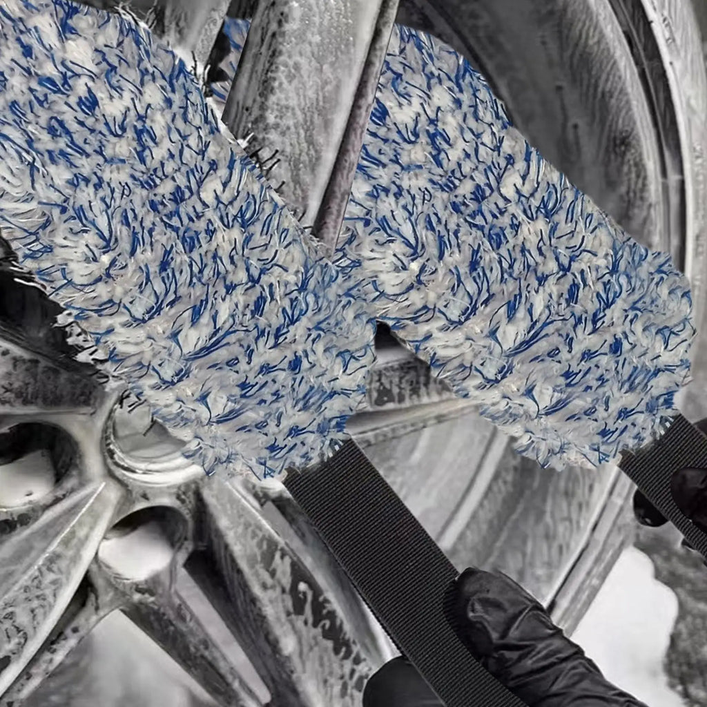 Auto Wheel Wash Towel Brush Car Double-sided Long Belt portable Cleaning Towel Coral Plush Wheel Pull Belt Hub plush Towel