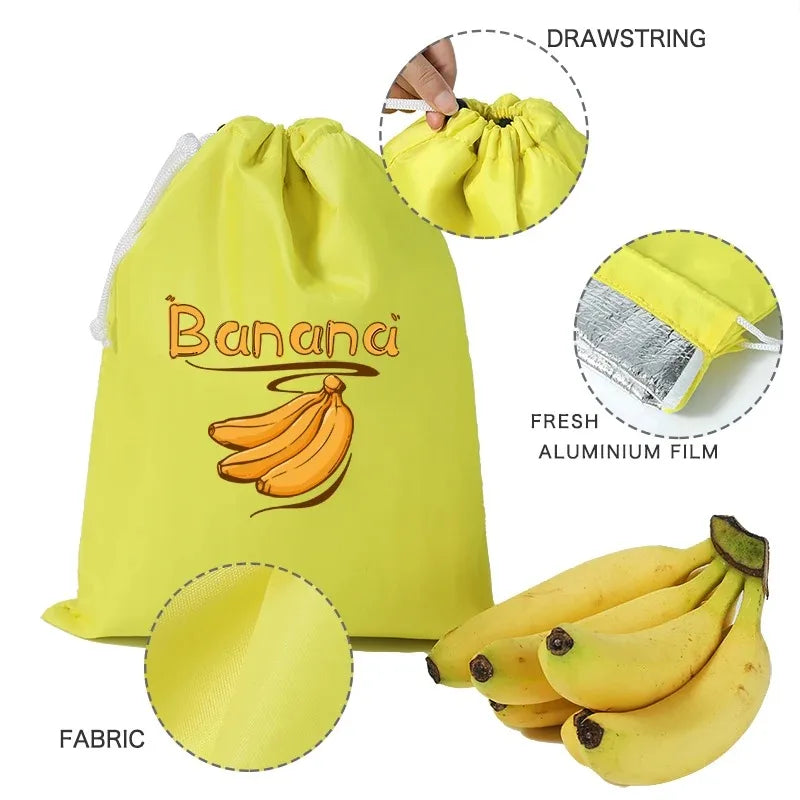 Fruit Vegetables Storage Bag Insulated Shockproof Fresh Keeping Drawstring Pouch for Lettuce Banana Preserve Organizer