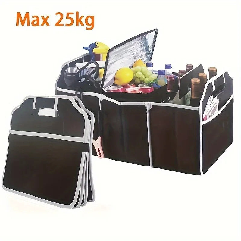 Versatile Canvas Car Trunk Organizer - Foldable Storage Box For Vehicle Essentials