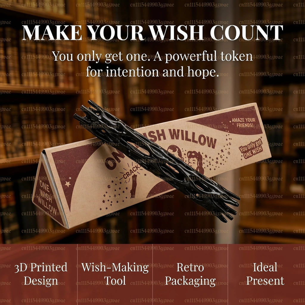 One Wish Willow Stick, 3D Printed Replica Wish-Making Snap Stick with Triangle Box, Breakable Magic Snap Sticks