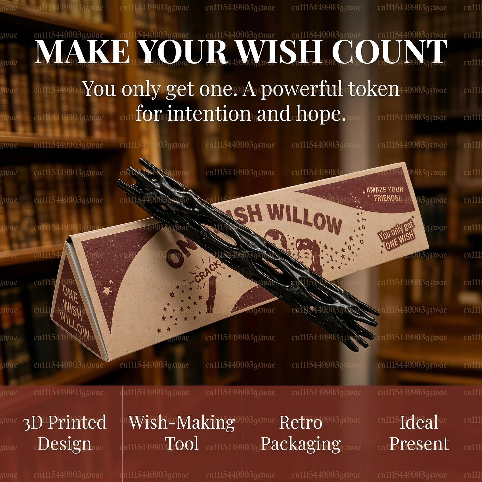 One Wish Willow Stick, 3D Printed Replica Wish-Making Snap Stick with Triangle Box, Breakable Magic Snap Sticks