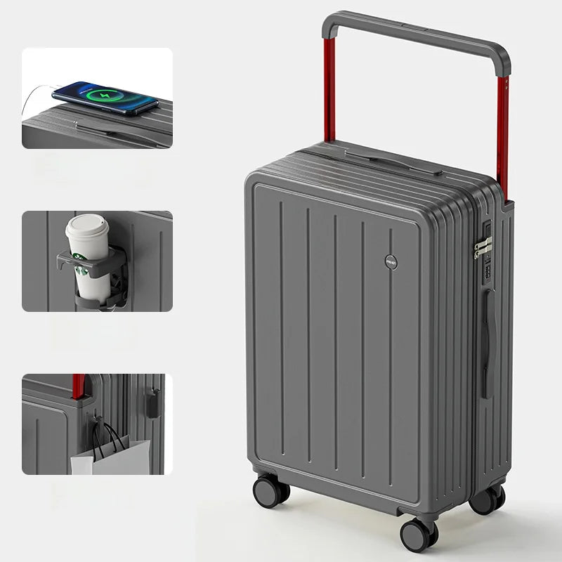 2025 New Wide Handle Luggage Small Carry-On Suitcase 20 Inch Travel Bag for Men And Women with Password Lock Trendy Polyester...