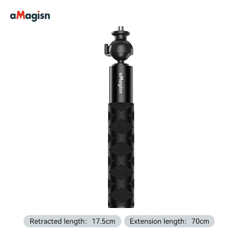 aMagisn Extendable Selfie Stick 70CM 120CM with 360°Ball Head for Insta360 Ace Pro 2 X5 X4 Air Gopro Hero 13 12 DJI Action 5 pro