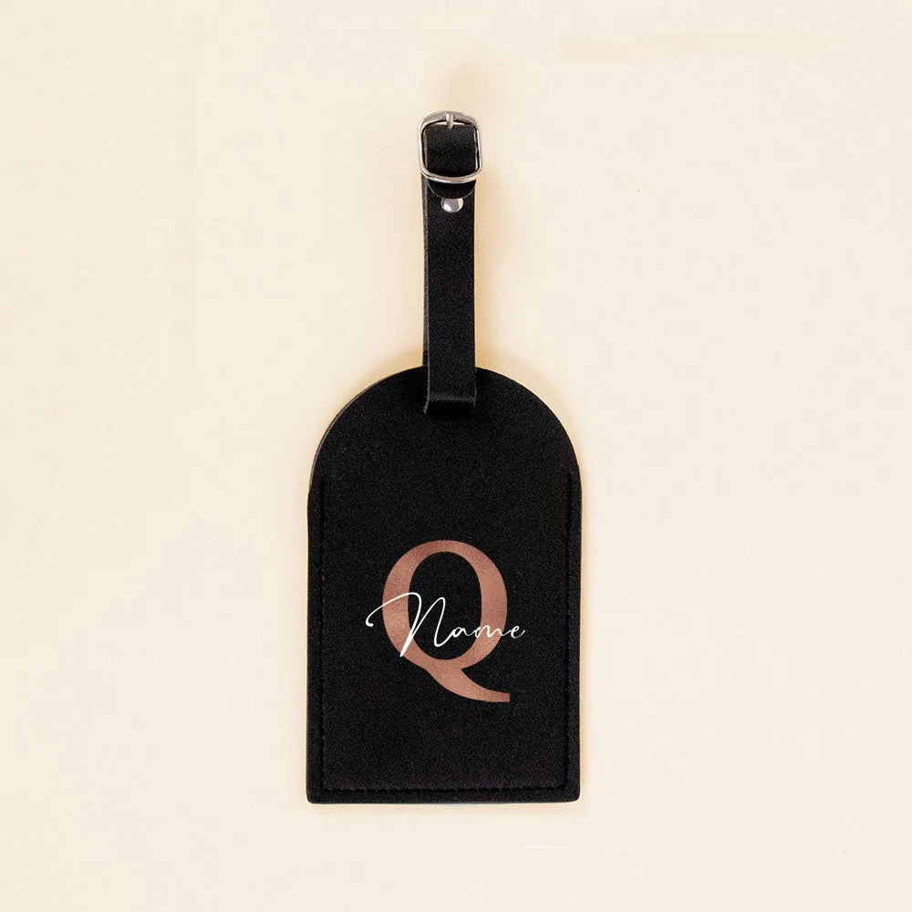 Personalised Initial with Name Monogram Luggage Tag PU Leather for Suitcase Baggage Handbag Tags Travel Bag Label Tag Best Gift