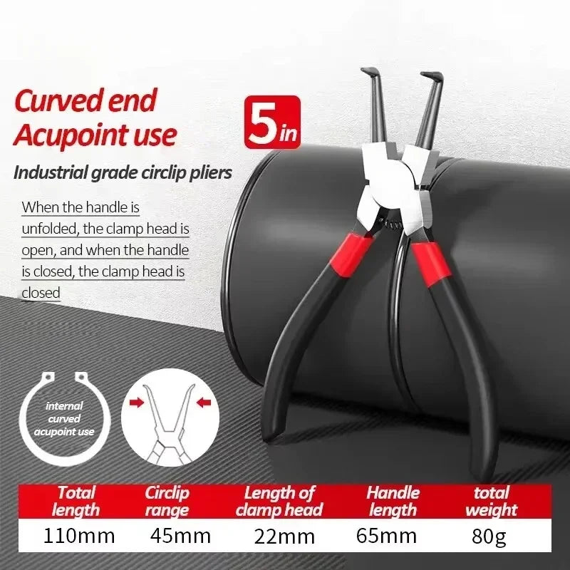 5-In Circlip Pliers Needle Nose Pliers Retaining Ring Pliers for Removing Installing Puller Locking Rings Shafts