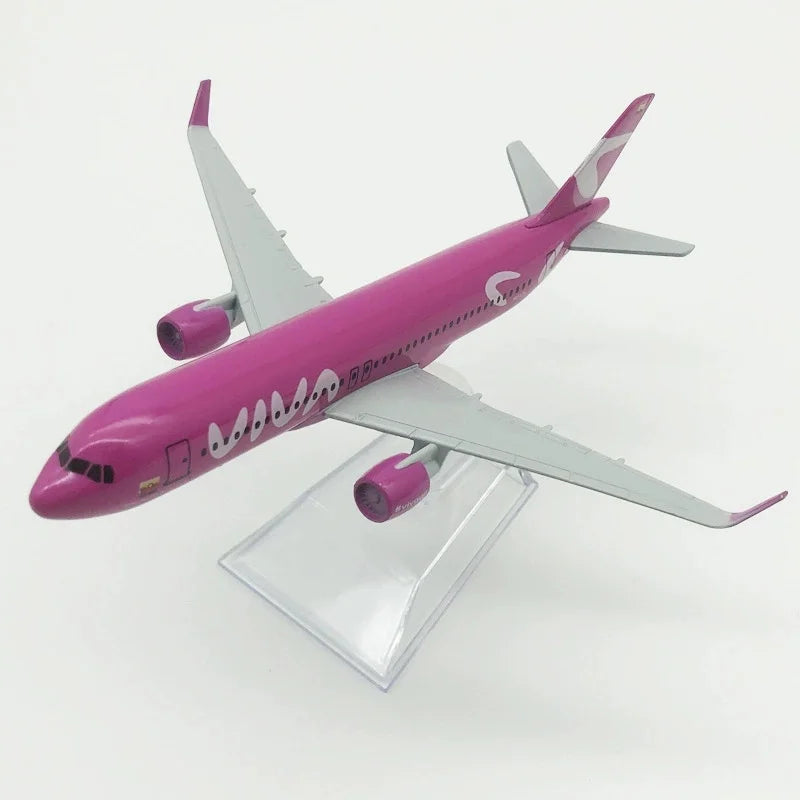 16cm Scale Model Plane Viva Air Columbia Pink A320 Aircraft Simulation Alloy Finished Diecast Airplane Model Toy Decoration Gift