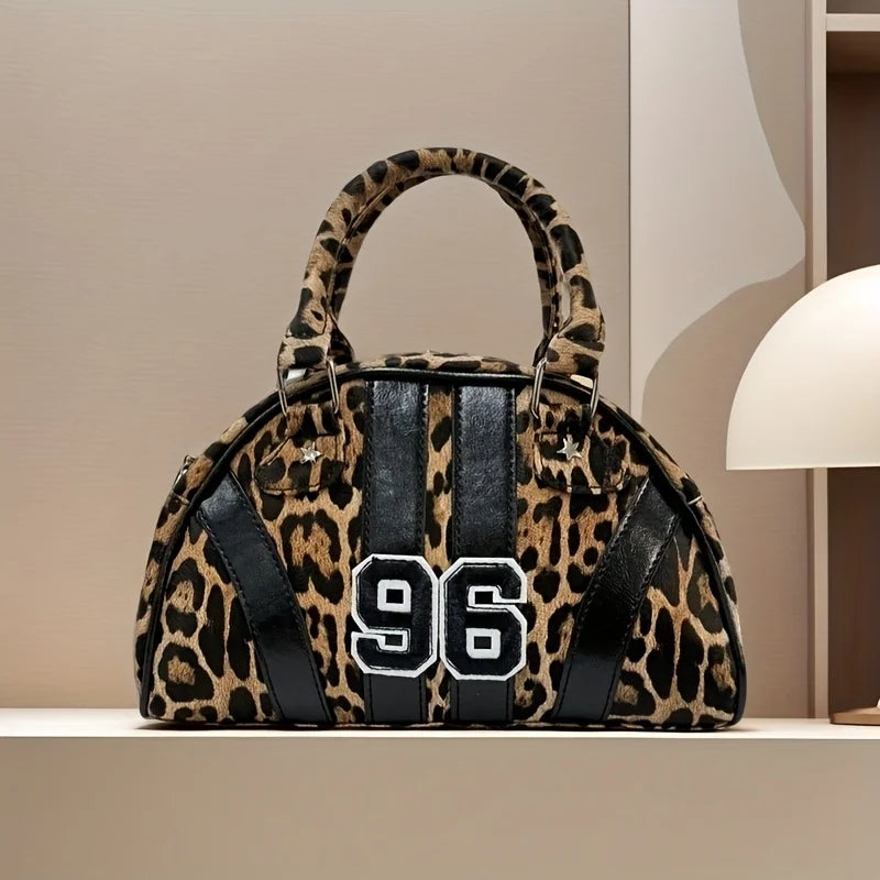 Sports style women's shoulder messenger bag contrast color campus style design sports bag bowling bag handbag