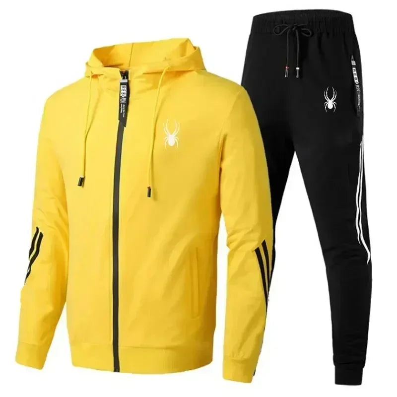 Spring /Autumn Running Breathable and Fashionable Fitness Set for Men a Two-piece Casual Zipper Jacket and Sport Pants Outerwear