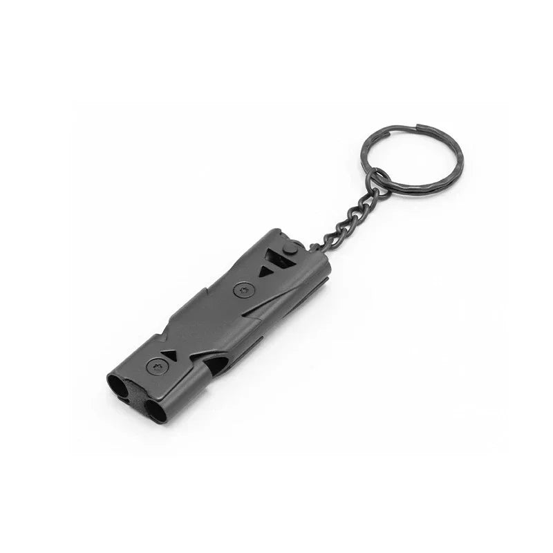 150DB Double Tube High-frequency High Survival Whistle Decibel Outdoor Steel Metal Rescue Survie Accessories Hiking Tool Travel
