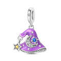 Original Charms Silver Plated Beads Fit Bracelets Charms Diy Women Gift Accessory Magic House Witch Heart Blue Crystal Pendant