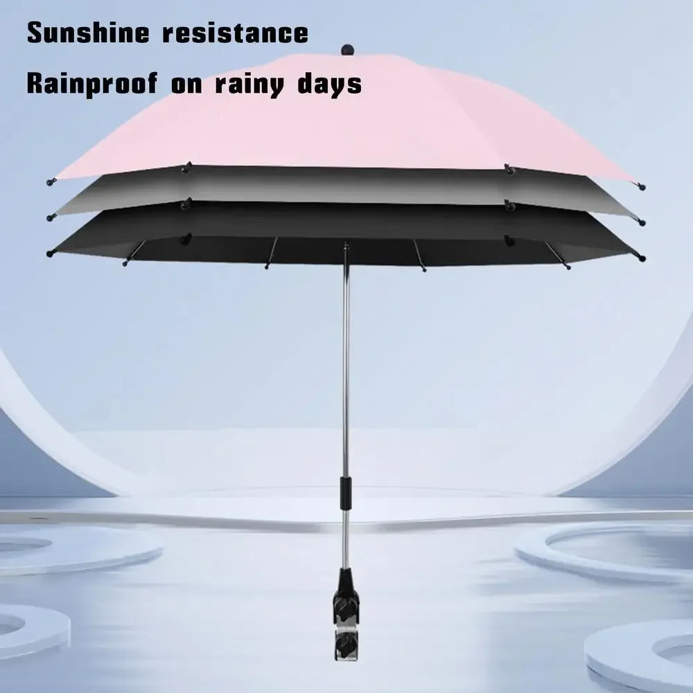 Umbrella For Stroller Foldable Trolley Shading Umbrella With Clamp Portable Travel Supplies Pushchair Attachment For Outdoor