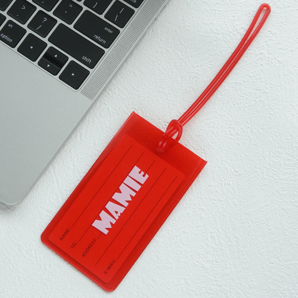 Custom Name Luggage Tag Personalized Name Fluorescent Pvc Luggage Tag Waterproof Transparent Suitcase Id Tag with Name Card