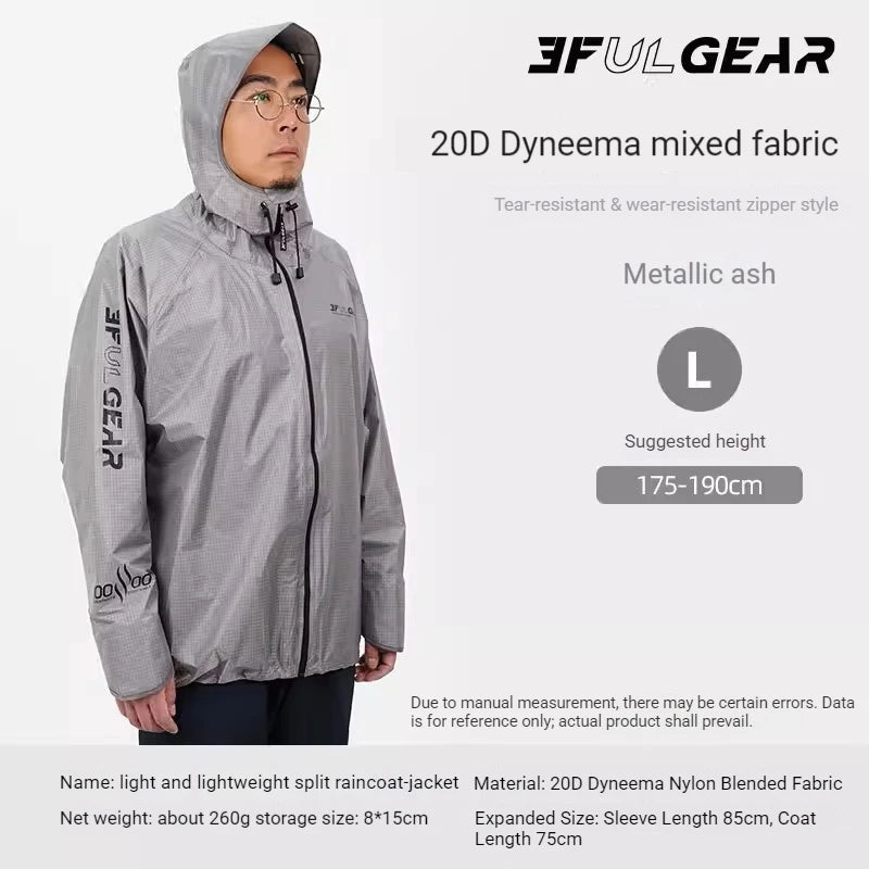 3F UL GEAR M/L Outdoor Rain Gear Split-type Raincoat And Rain Pants Nylon For Hiking Cycling Off-road Mountaineering Rainproof