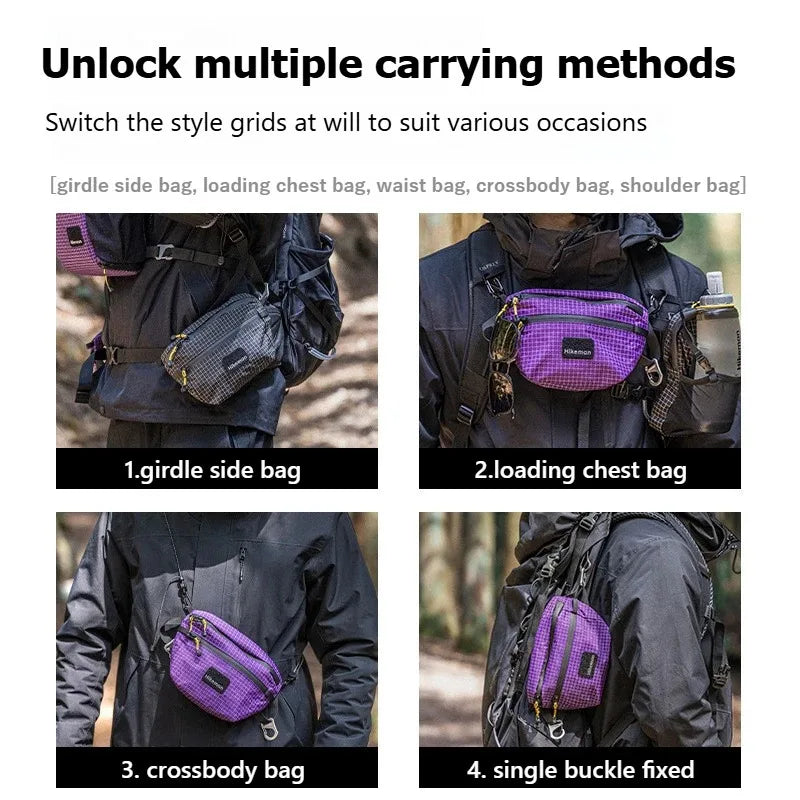Outdoor Chest Bag UHMWPE 1.2L Large Capacity Waterproof Adjustable Lightultra Bag for Camping Hiking Cycling Running Fishing