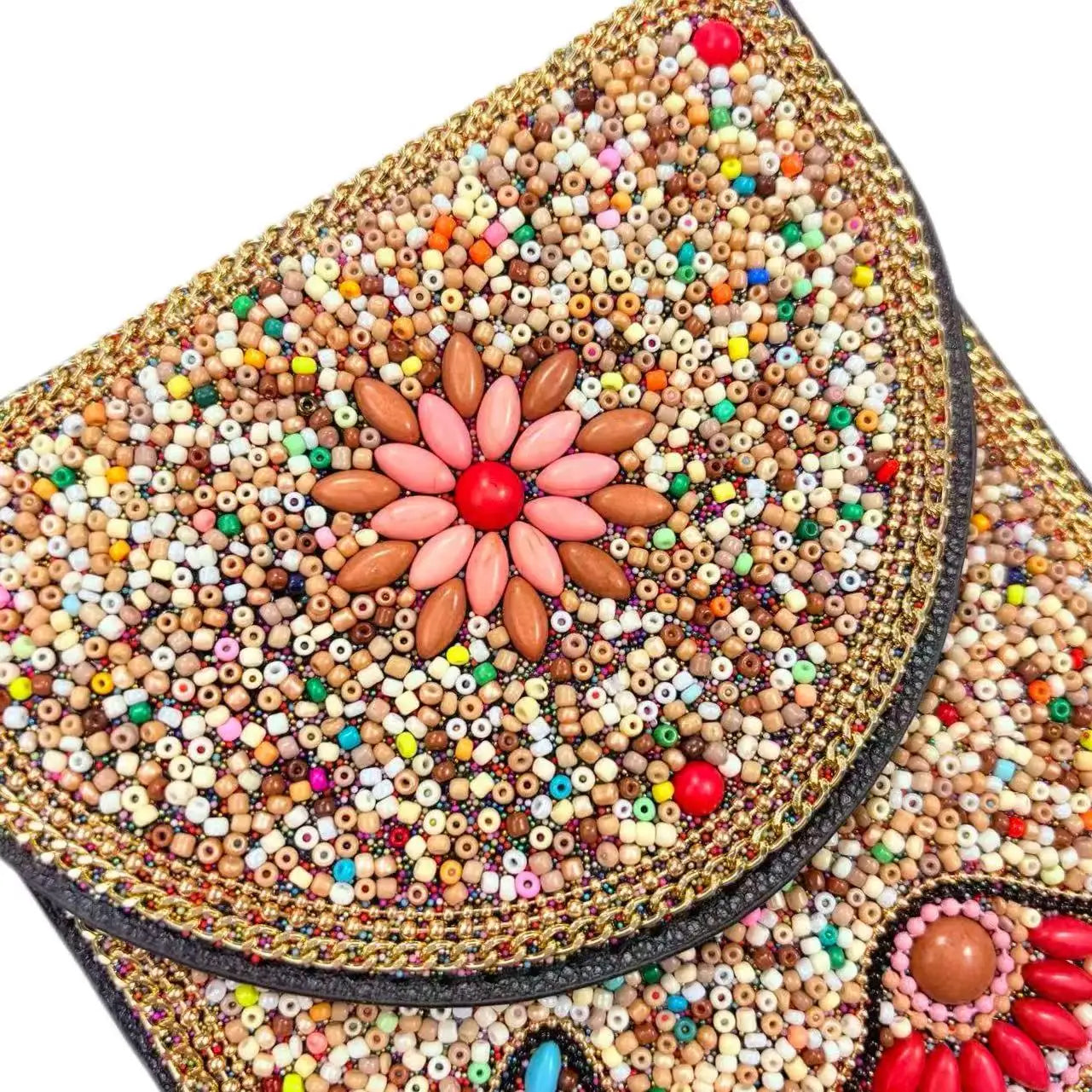 Beaded Elephant Crossbody Phone Bag for Women Sequin Embroidered Mini Shoulder Pouch Boho Festival Purse