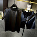 Mens Acetate Fiber Satin Casual T-Shirt Shorts Two-Piece Sets Daily Outdoor Simple Hip-Hop Plain Sets Men'S Clothing 2026 New