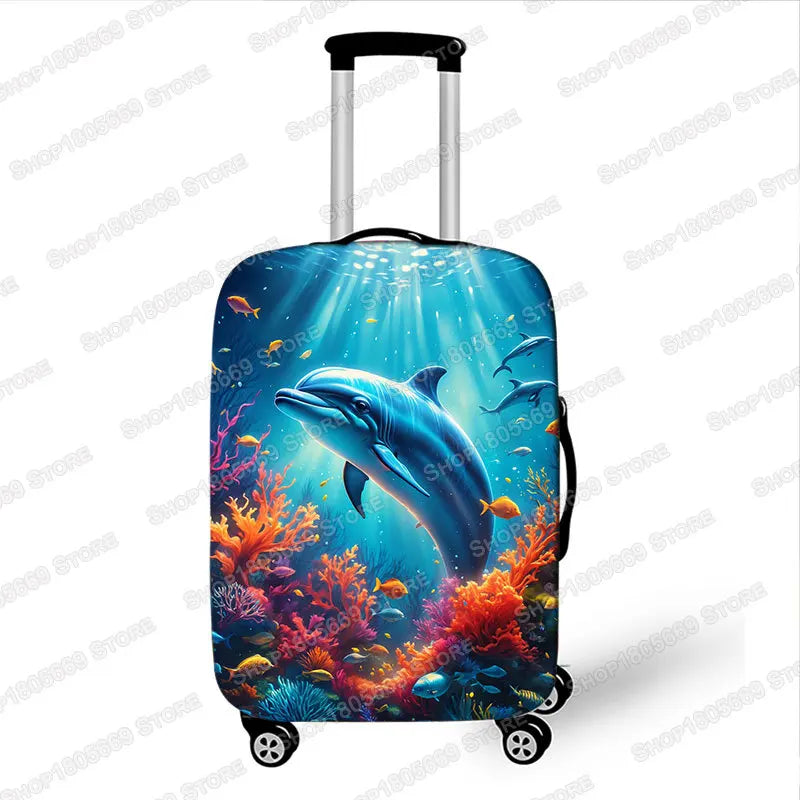 18-32 Inch Dolphin / Turtle / Octopus/ Starfish Pattern Luggage Cover Ocean Animal Suitcase Protective Covers Travel Accessories