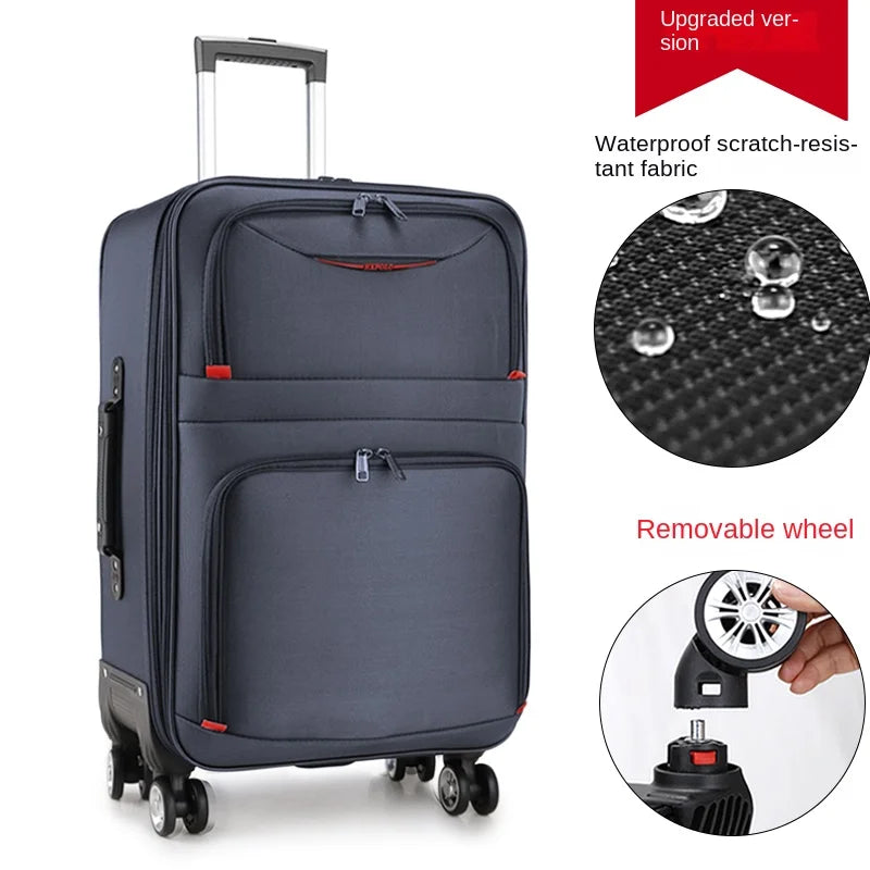 Large Capacity Suitcase with Combination Lock Luggage Travel Boardable Waterproof Oxford Fabric Trolley Case 28-Inch Oversized