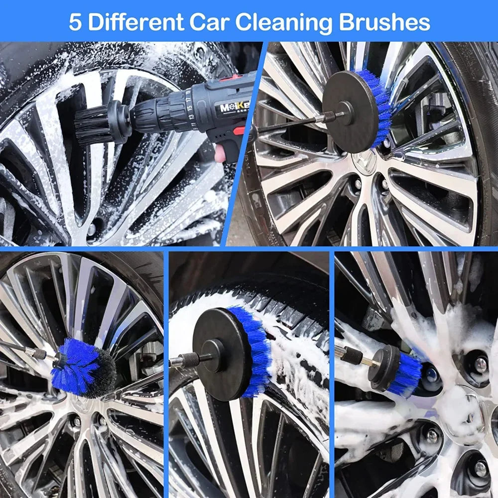 Car Wash Brush Set Detailing Brush for Air Outlet Tire Rim Drill Brush Sponges Auto Interior Exterior Dirt Dust Cleaning Tools