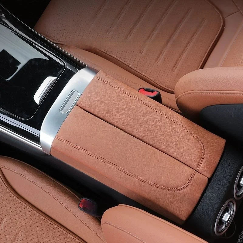 Car Central Console Armrest Box Booster Pad PU Trim Cover For Mercedes Benz GLC C-Class W206 C200 X253 GLC300 22-2024