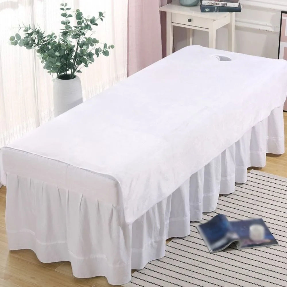 Comfortable SPA Bedspread with Face Hole Thickened Soft Beauty Salon Bed Sheets Velvet Cosmetic Bed Sheet